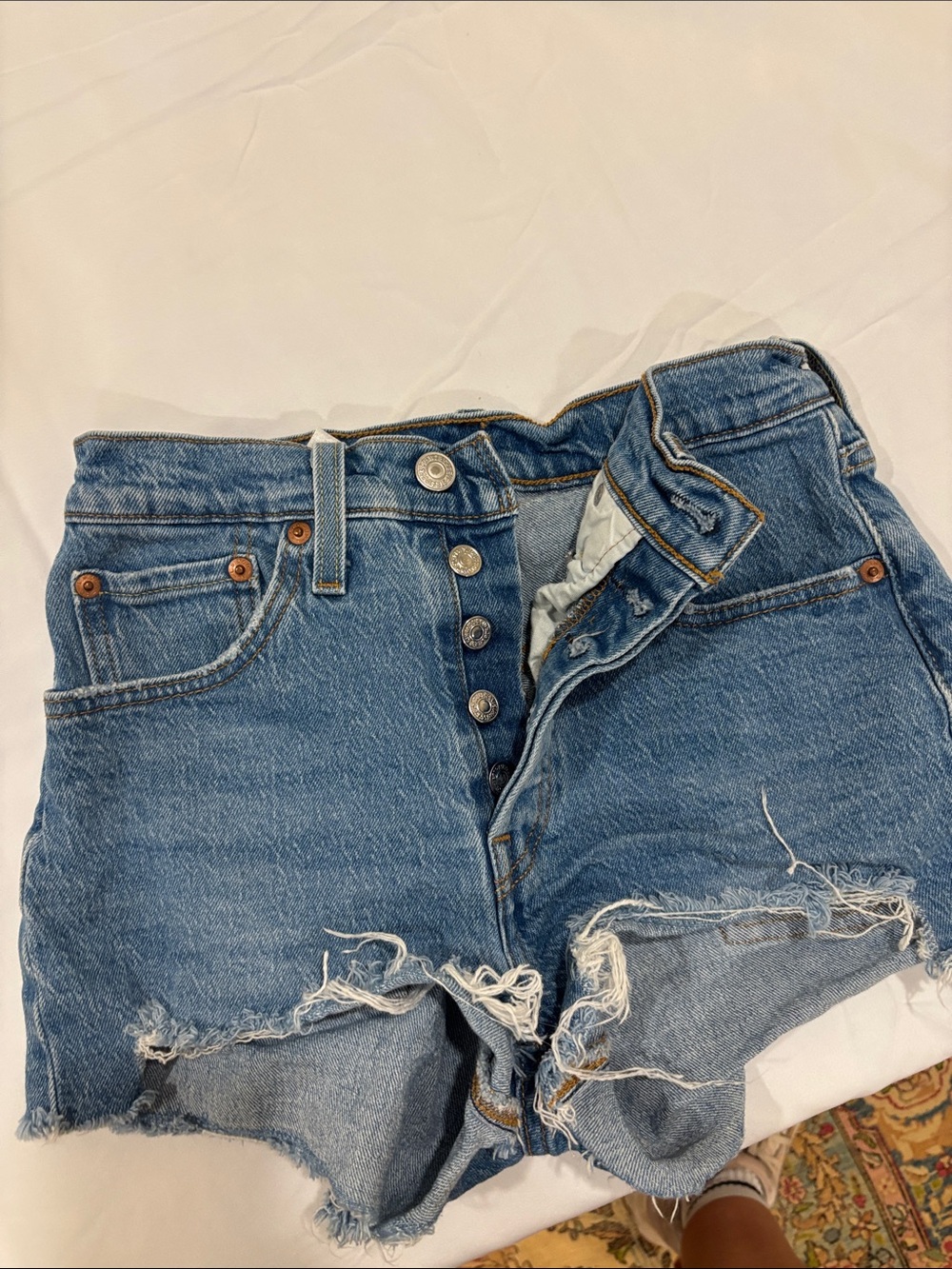 Levi's Distressed  Denim Shorts in Medium Blue 24